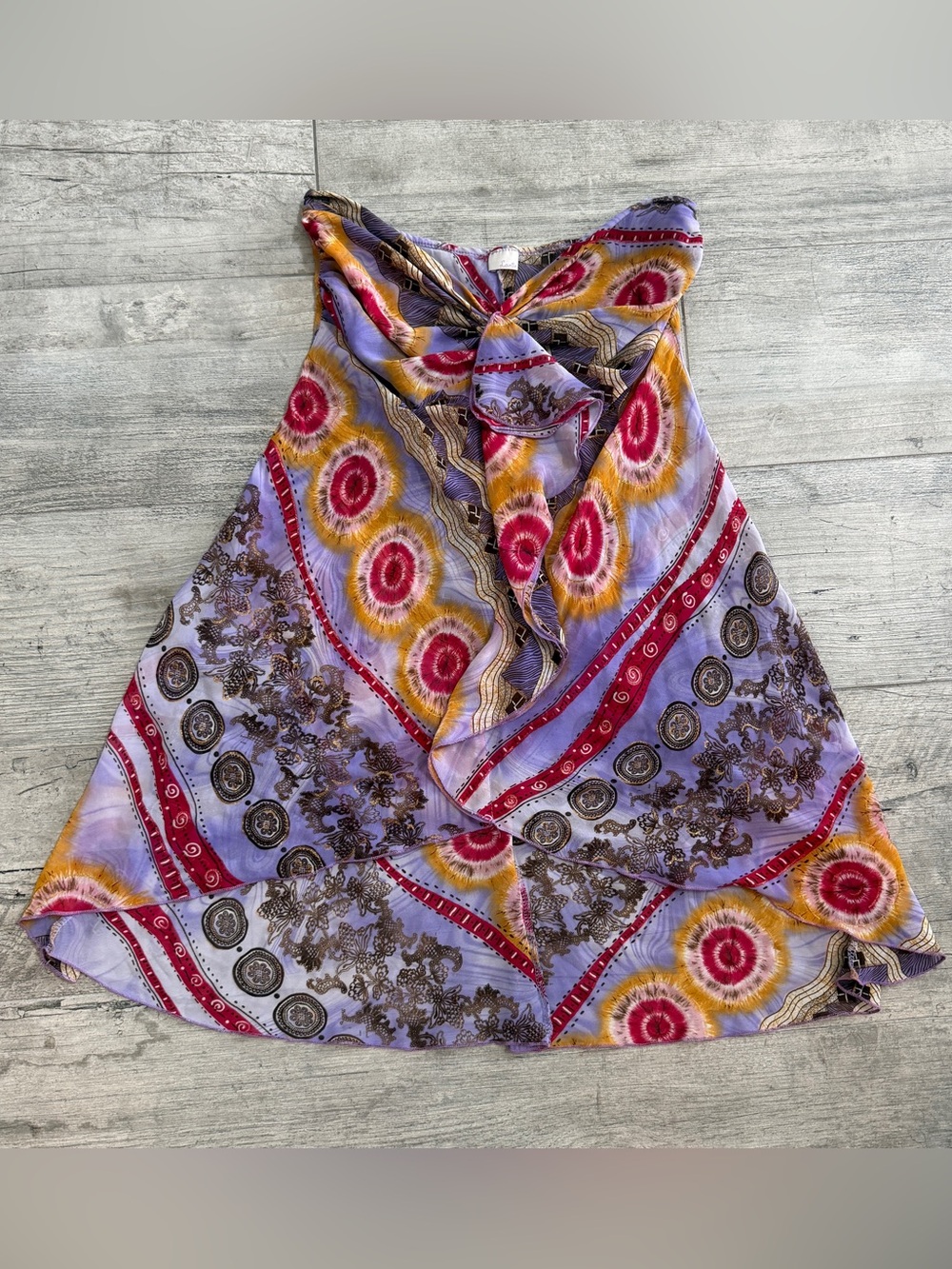 Vintage Boho Strapless Handkerchief Sheer Blouse